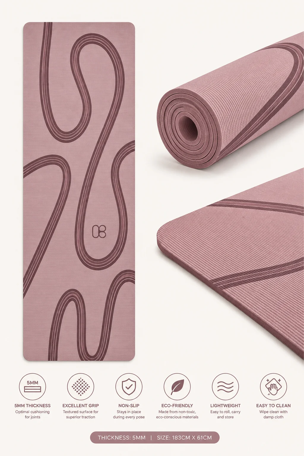 Nordic Yoga Mat in Pink